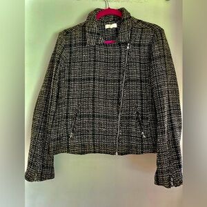 Promesa Black & White Tweed Light Weight zip Jacket💕